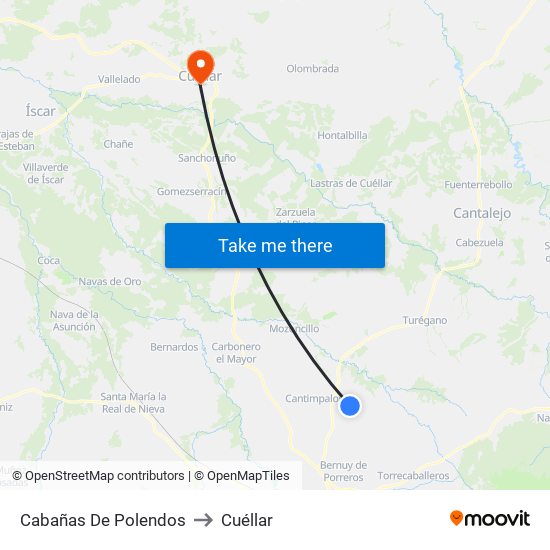 Cabañas De Polendos to Cuéllar map