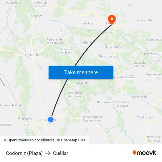 Codorniz (Plaza) to Cuéllar map