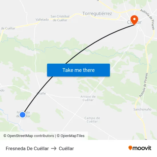 Fresneda De Cuéllar to Cuéllar map