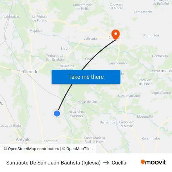 Santiuste De San Juan Bautista (Iglesia) to Cuéllar map