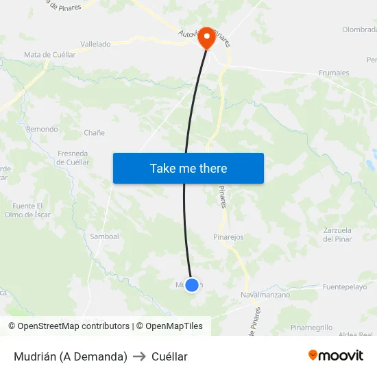 Mudrián (A Demanda) to Cuéllar map