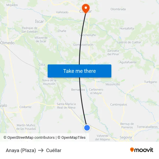 Anaya (Plaza) to Cuéllar map