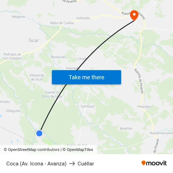 Coca (Av. Icona - Avanza) to Cuéllar map