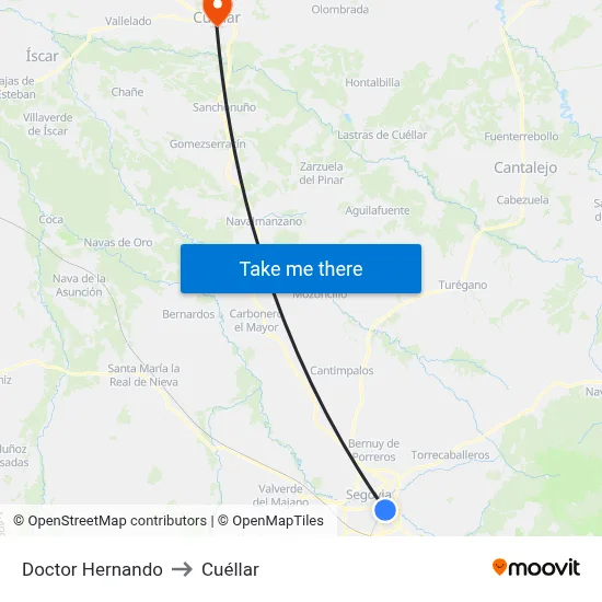 Doctor Hernando to Cuéllar map