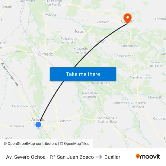 Av. Severo Ochoa - P.º San Juan Bosco to Cuéllar map
