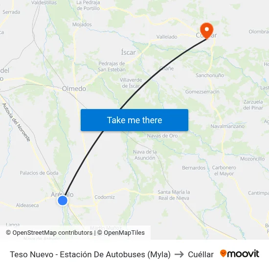 Teso Nuevo - Estación De Autobuses (Myla) to Cuéllar map