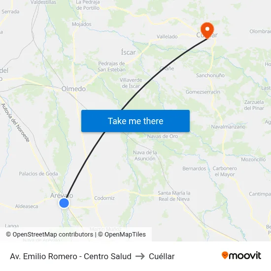 Av. Emilio Romero - Centro Salud to Cuéllar map