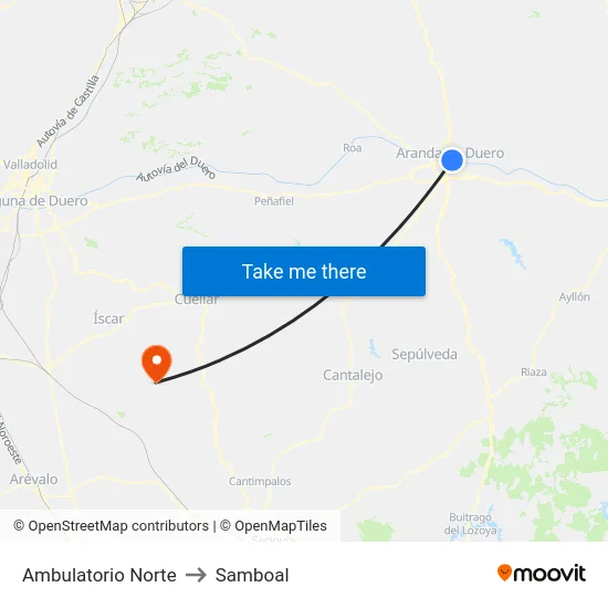 Ambulatorio Norte to Samboal map