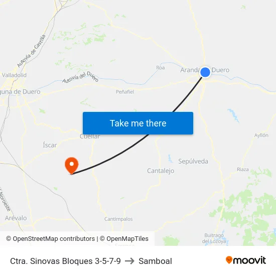 Ctra. Sinovas Bloques 3-5-7-9 to Samboal map