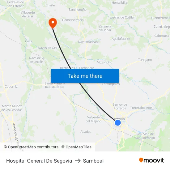 Hospital General De Segovia to Samboal map