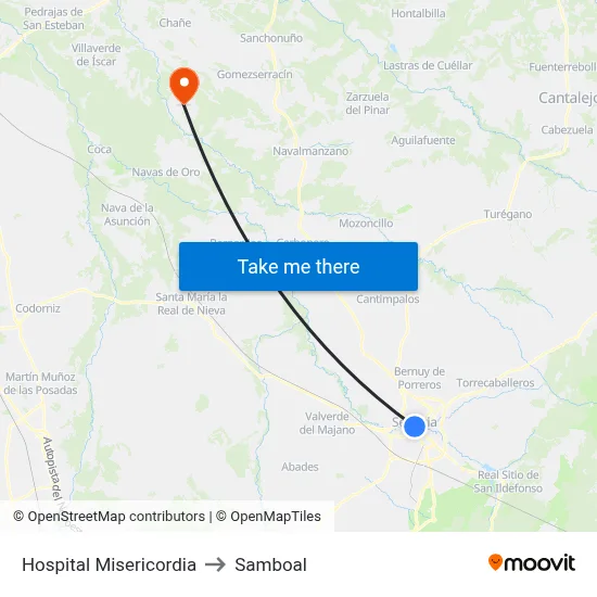 Hospital Misericordia to Samboal map