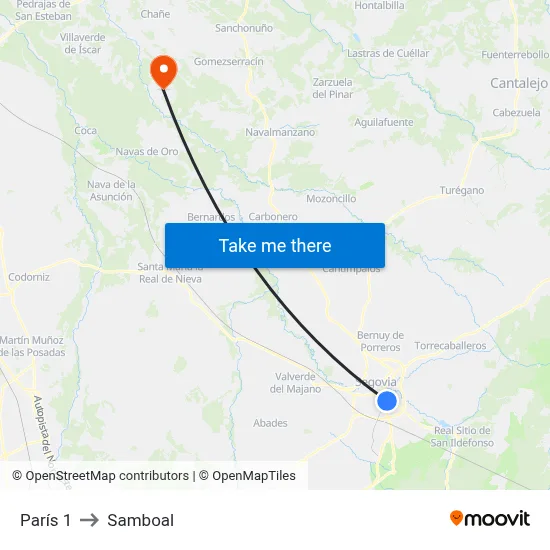 París 1 to Samboal map