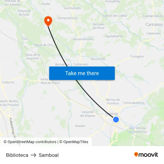 Biblioteca to Samboal map