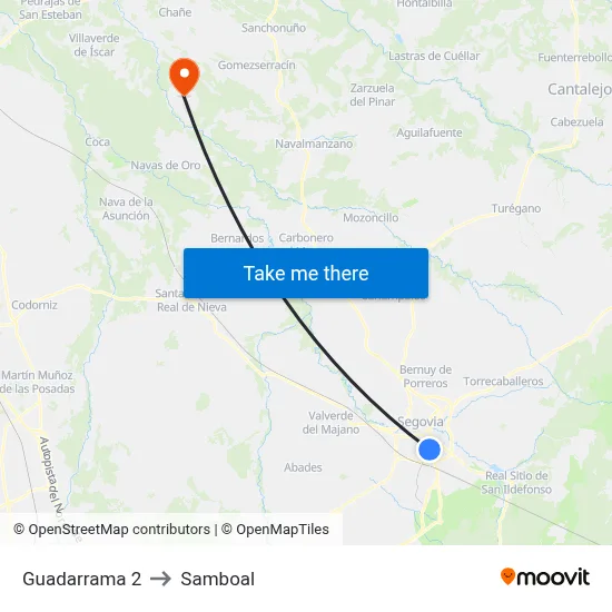 Guadarrama 2 to Samboal map
