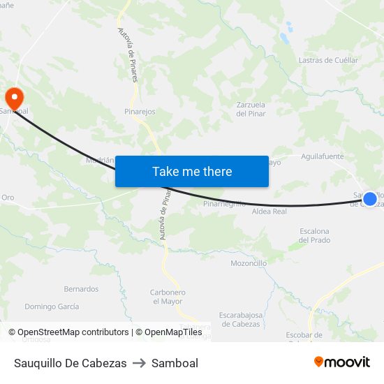 Sauquillo De Cabezas to Samboal map