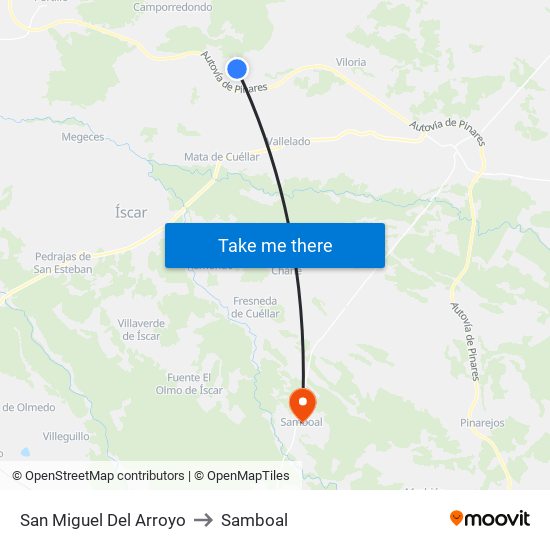 San Miguel Del Arroyo to Samboal map