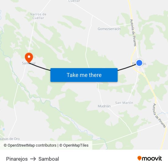 Pinarejos to Samboal map