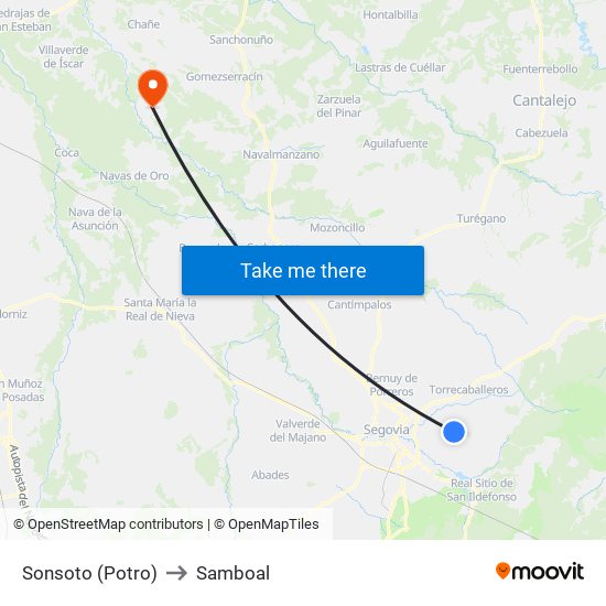 Sonsoto (Potro) to Samboal map