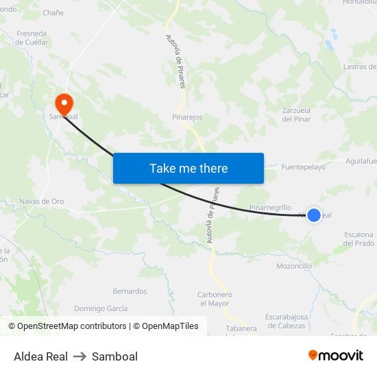 Aldea Real to Samboal map