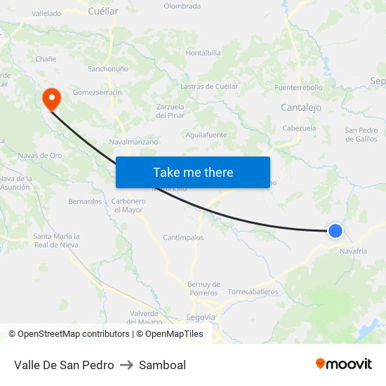 Valle De San Pedro to Samboal map