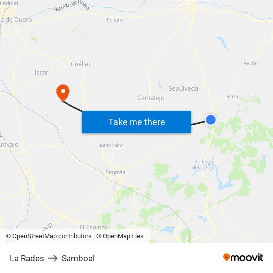 La Rades to Samboal map