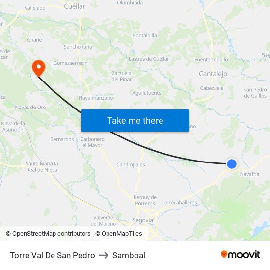 Torre Val De San Pedro to Samboal map