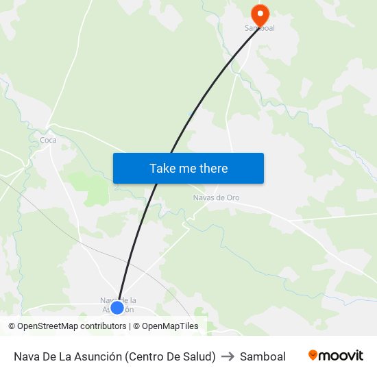 Nava De La Asunción (Centro De Salud) to Samboal map