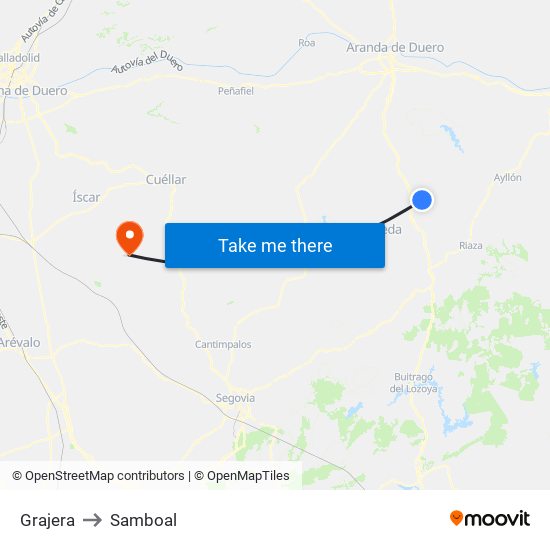 Grajera to Samboal map