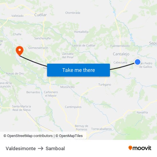 Valdesimonte to Samboal map