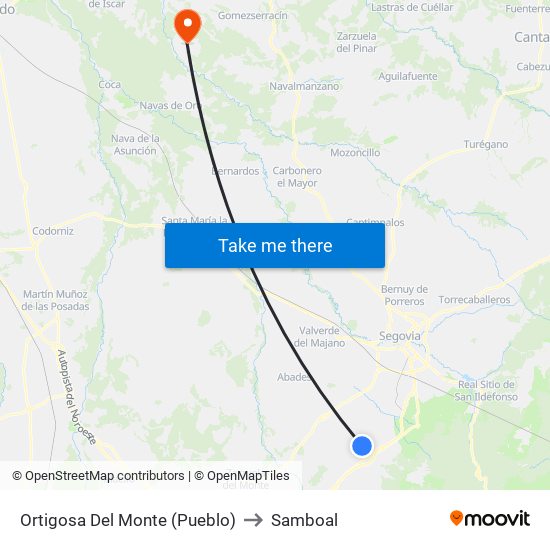 Ortigosa Del Monte (Pueblo) to Samboal map