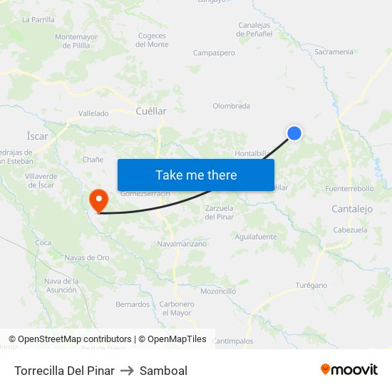 Torrecilla Del Pinar to Samboal map