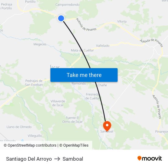 Santiago Del Arroyo to Samboal map