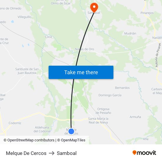 Melque De Cercos to Samboal map