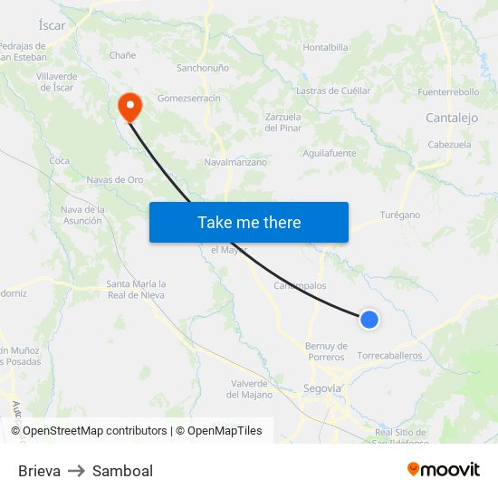 Brieva to Samboal map