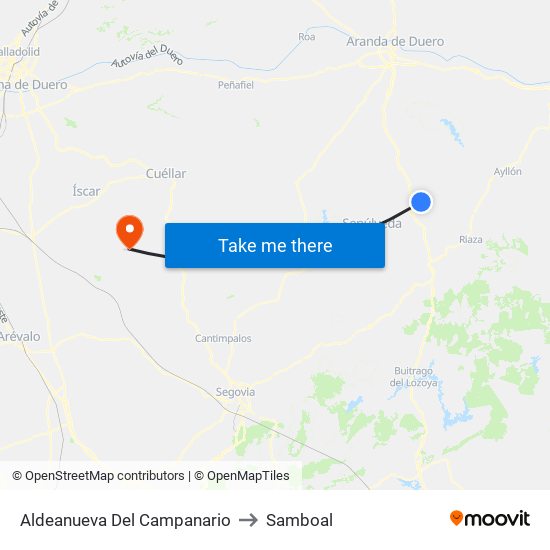 Aldeanueva Del Campanario to Samboal map