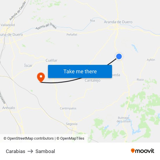 Carabias to Samboal map