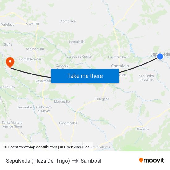Sepúlveda (Plaza Del Trigo) to Samboal map