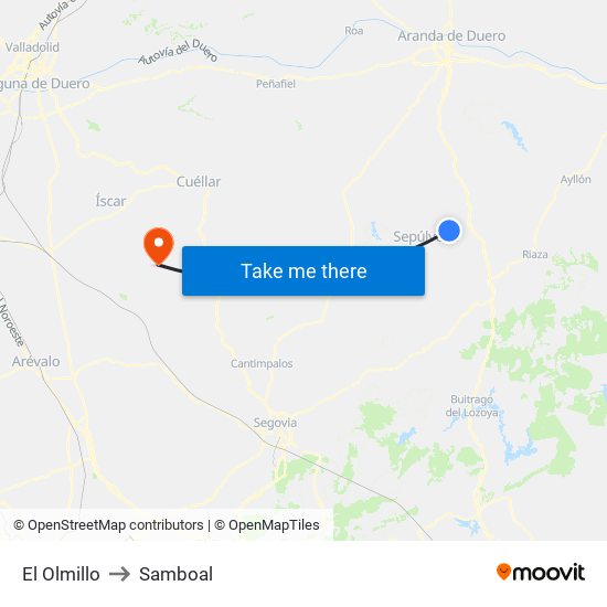 El Olmillo to Samboal map