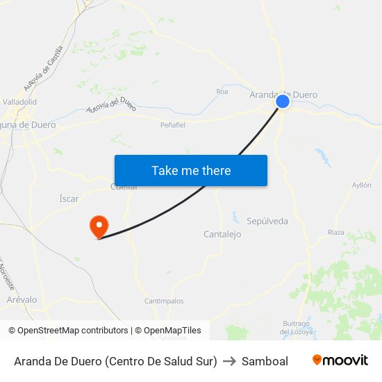 Aranda De Duero (Centro De Salud Sur) to Samboal map