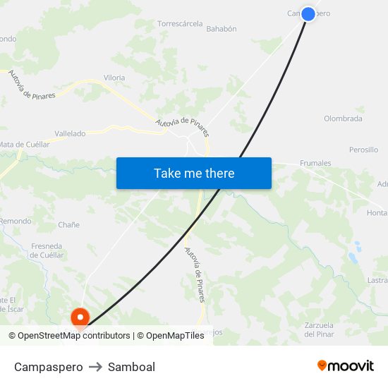 Campaspero to Samboal map