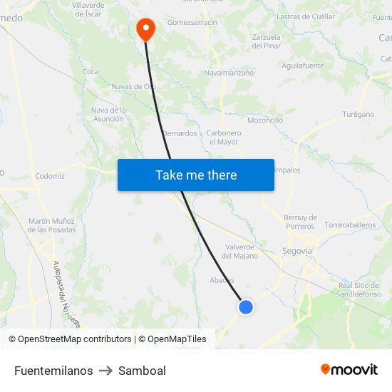 Fuentemilanos to Samboal map