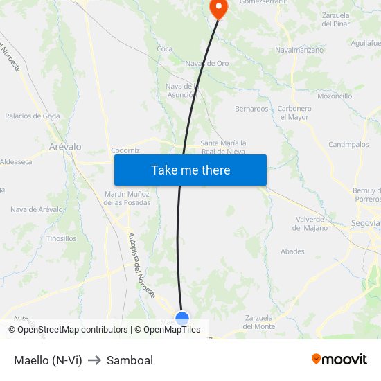 Maello (N-Vi) to Samboal map