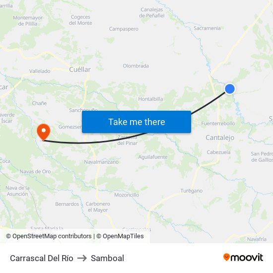 Carrascal Del Río to Samboal map