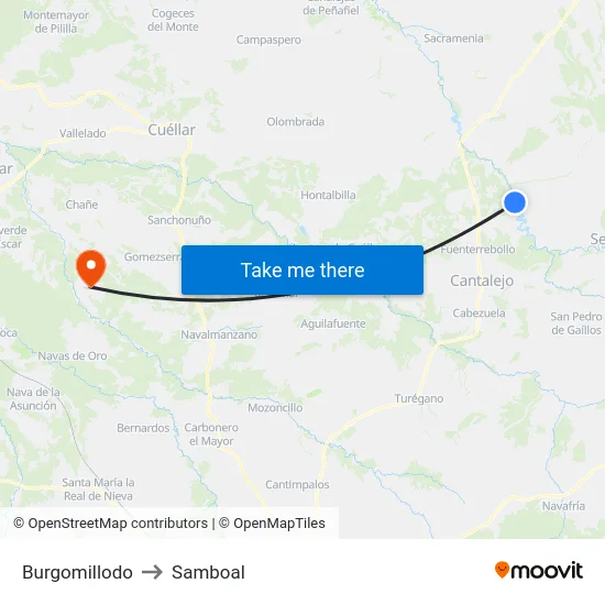 Burgomillodo to Samboal map