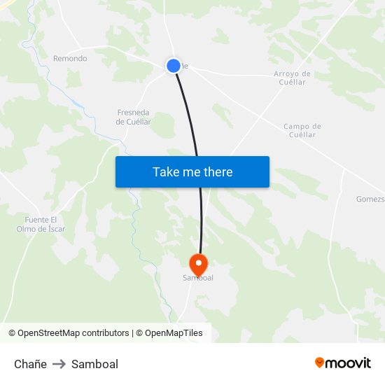 Chañe to Samboal map