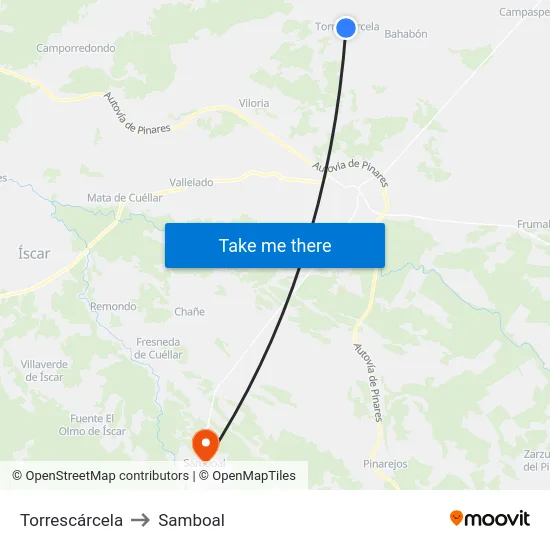 Torrescárcela to Samboal map
