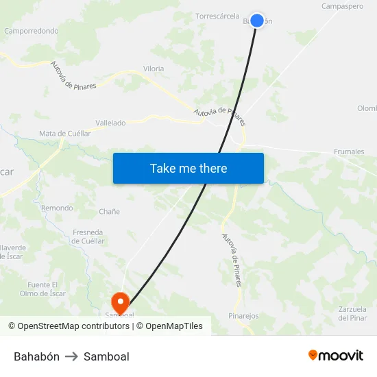 Bahabón to Samboal map