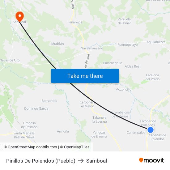 Pinillos De Polendos (Pueblo) to Samboal map