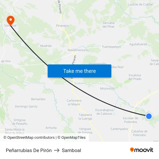 Peñarrubias De Pirón to Samboal map