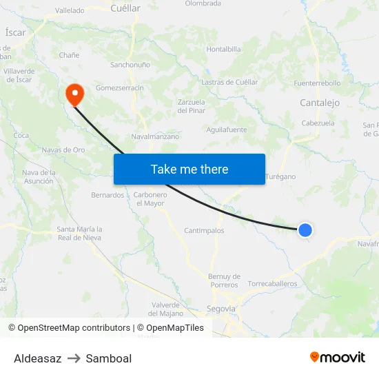 Aldeasaz to Samboal map